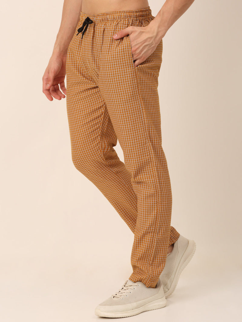 Indian Needle Men's Checked Cotton  Track Pants