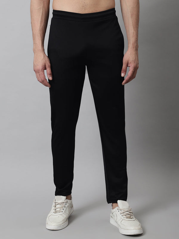 Men's Black Solid Streachable Lycra Trackpants