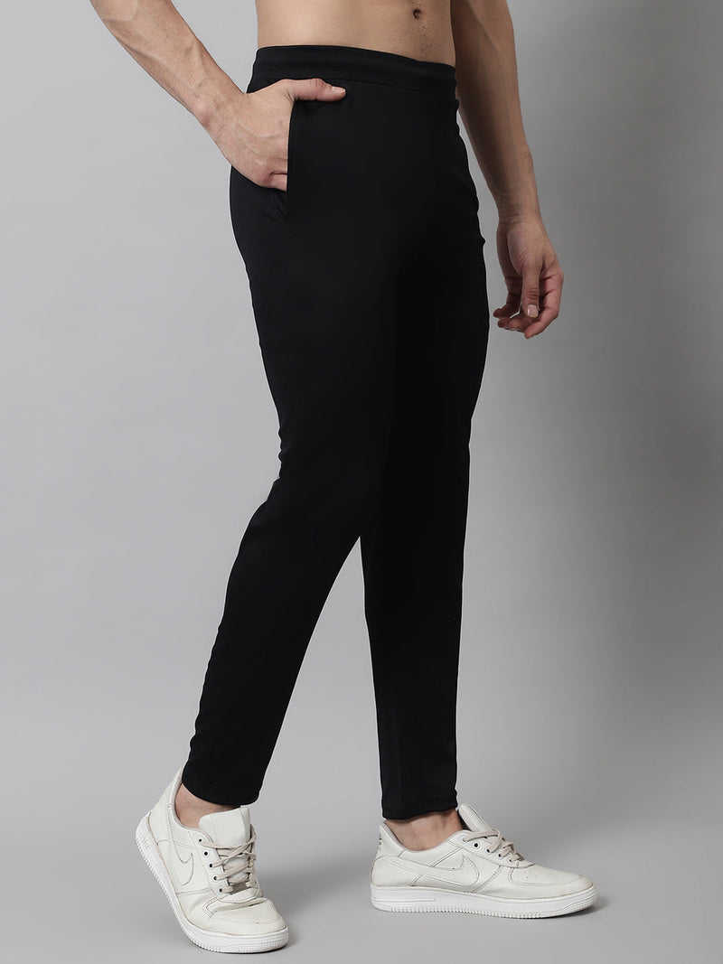 Men's Black Solid Streachable Lycra Trackpants