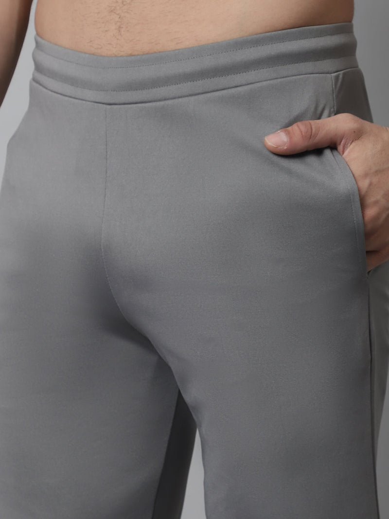 Men's Grey Solid Streachable Lycra Trackpants