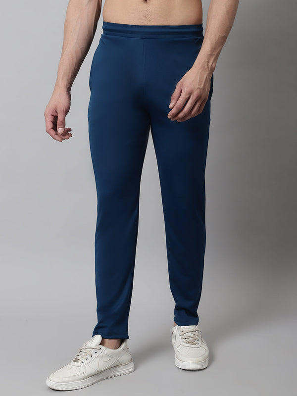 Men's Blue Solid Streachable Lycra Trackpants