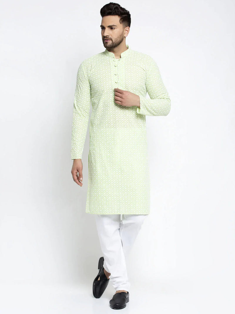 Jompers Men's Dark-Green Embroidered Kurta Only ( KO 626 Dark-Green )