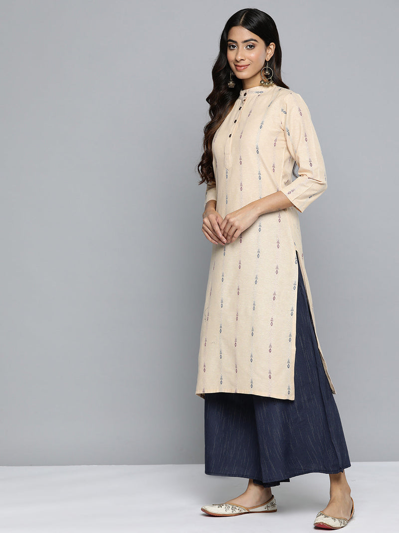 Jompers Woven Design Kurta With Palazzos & Dupatta ( JOKPL D10B 1508 Navy )