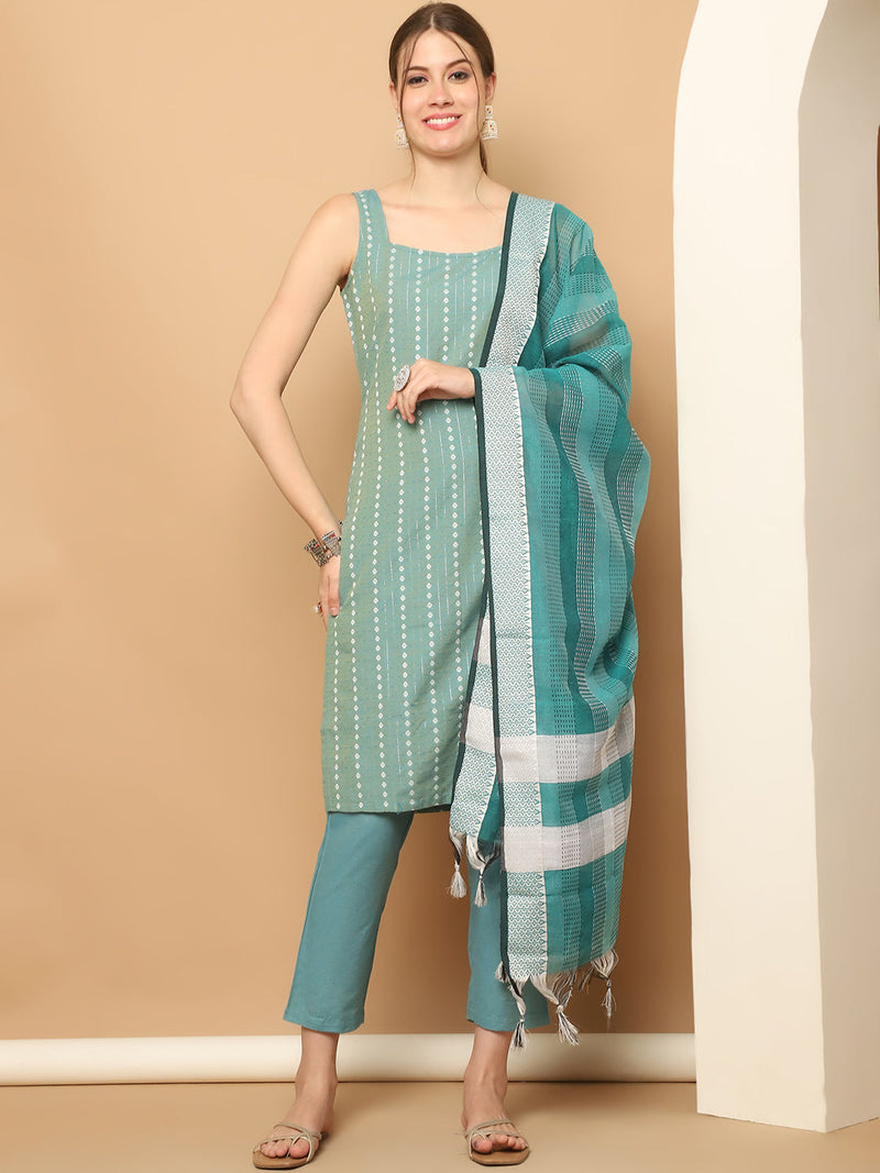 Green Dobby Kurta with pallazos dupatta set ( JOKPL D61Ra 1563 Rama )