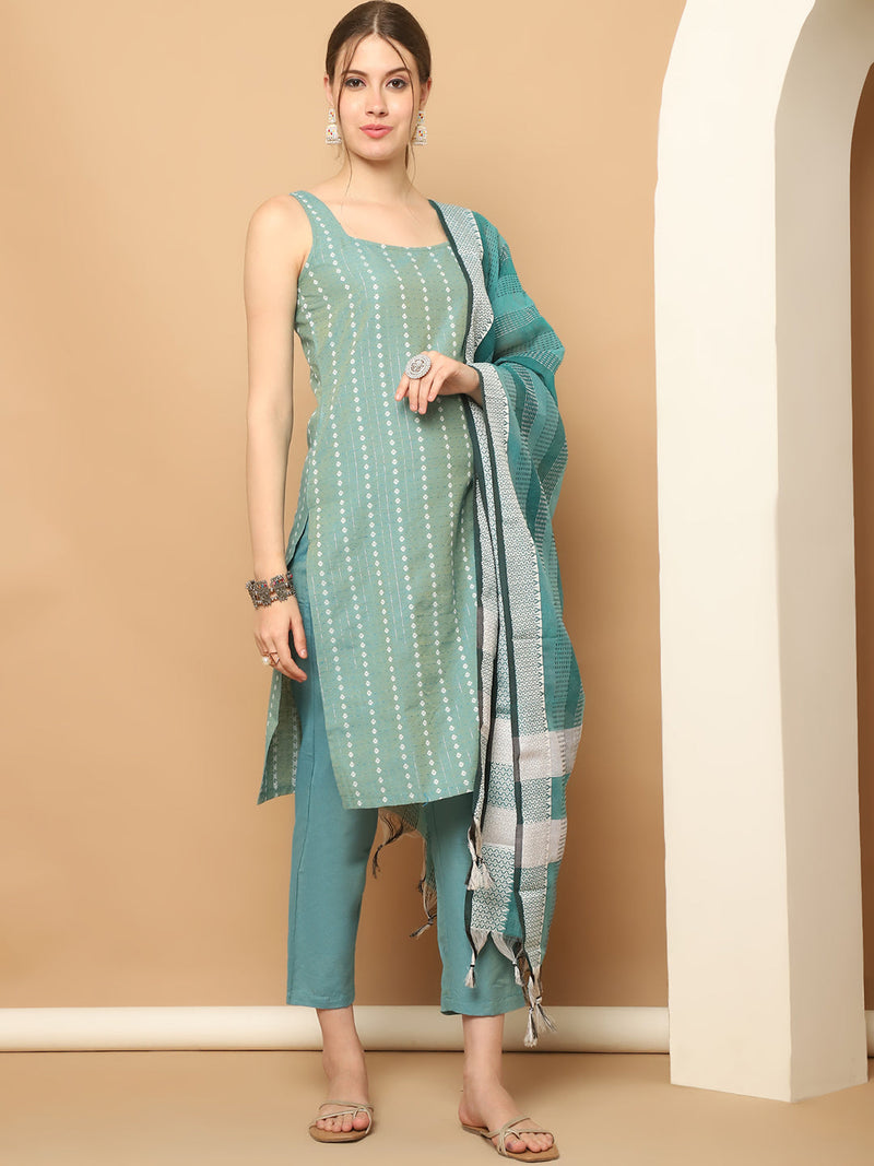 Green Dobby Kurta with pallazos dupatta set ( JOKPL D61Ra 1563 Rama )