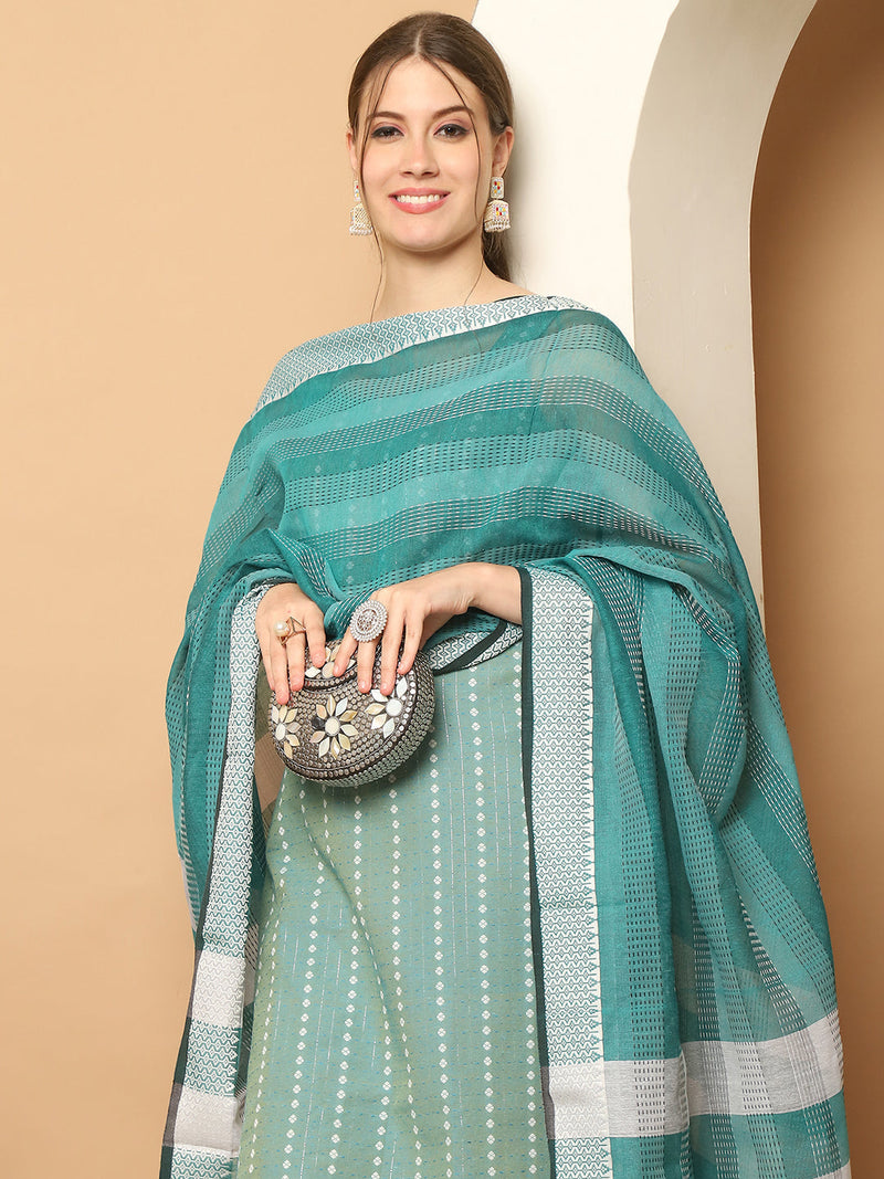 Green Dobby Kurta with pallazos dupatta set ( JOKPL D61Ra 1563 Rama )