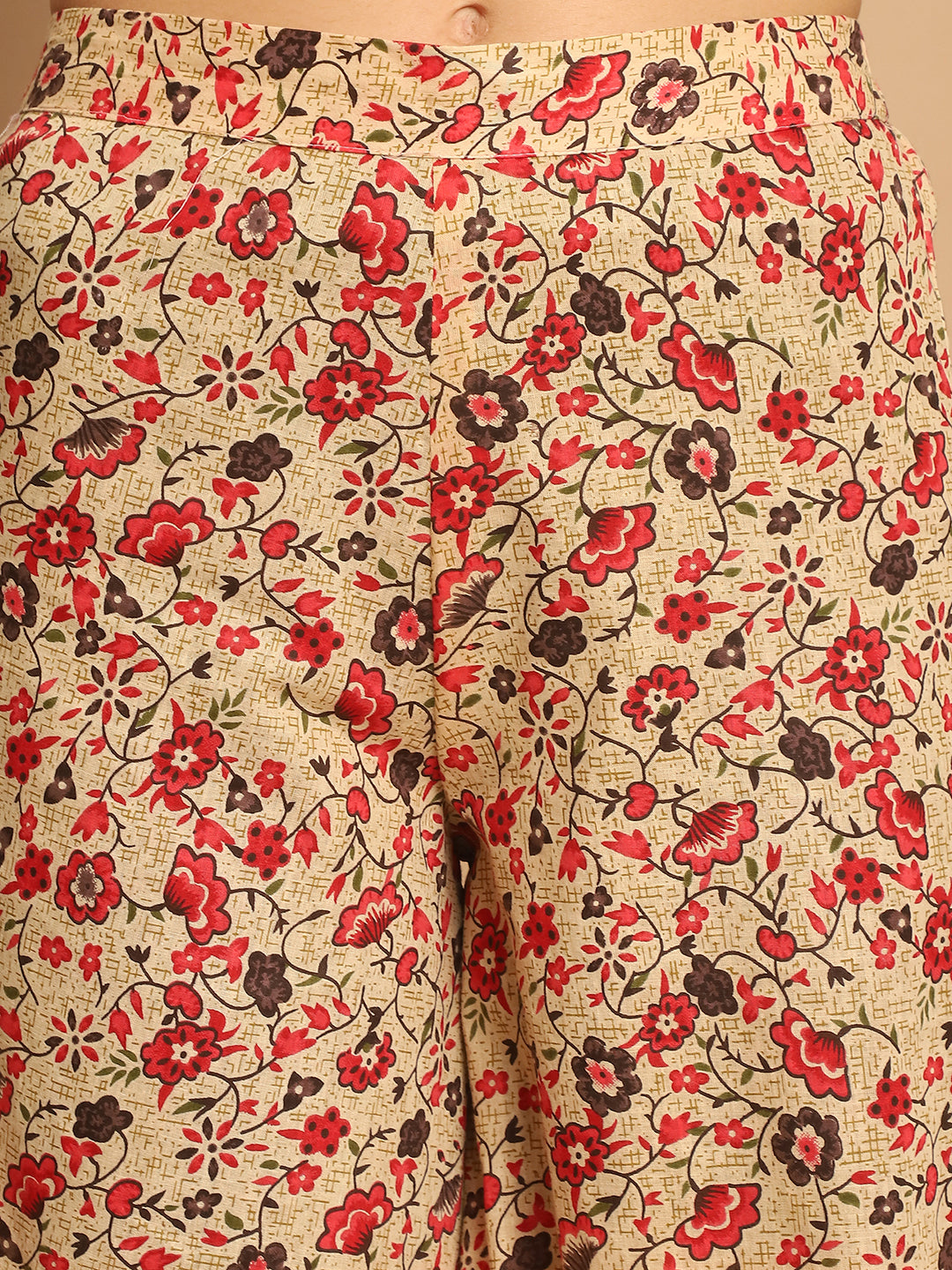 Printed flared kurta pallazos dupatta set