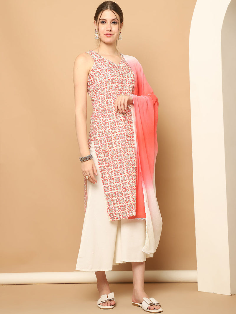 Printed Red Rayon Kurta with Palazzos & With Dupatta ( JOKPL D64R 1561 Red )