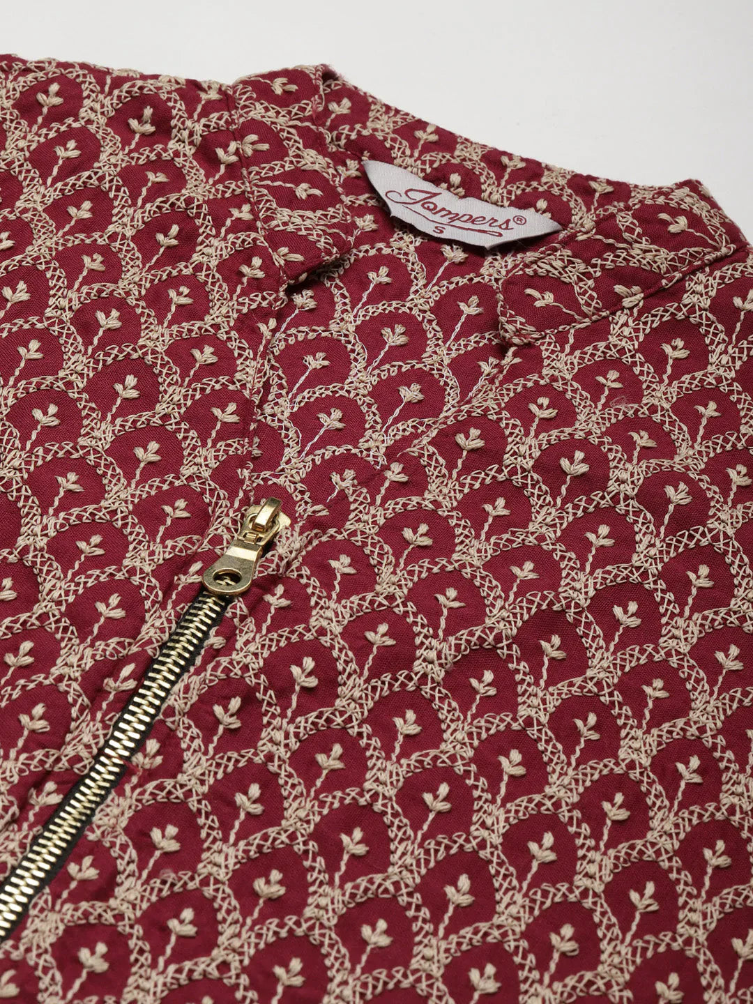 Maroon Embroidered Kurta with Sharara ( JOKPS 1448 Maroon )