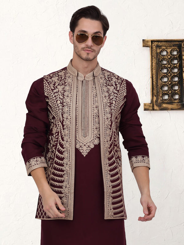 Men's Embroidered Waistcoat and Kurta Pyjama