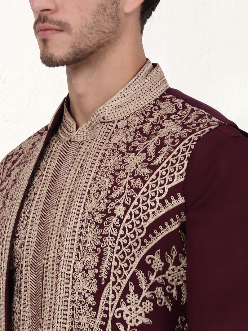 Men's Embroidered Waistcoat and Kurta Pyjama