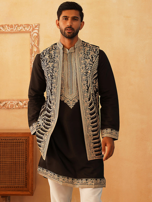 Men's Embroidered Waistcoat and Kurta Pyjama.