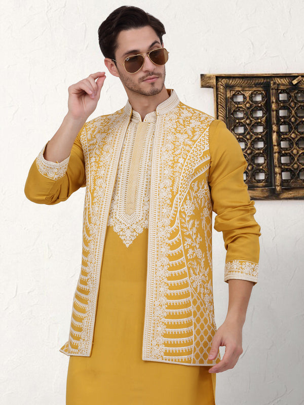 Men's Embroidered Waistcoat and Kurta Pyjama