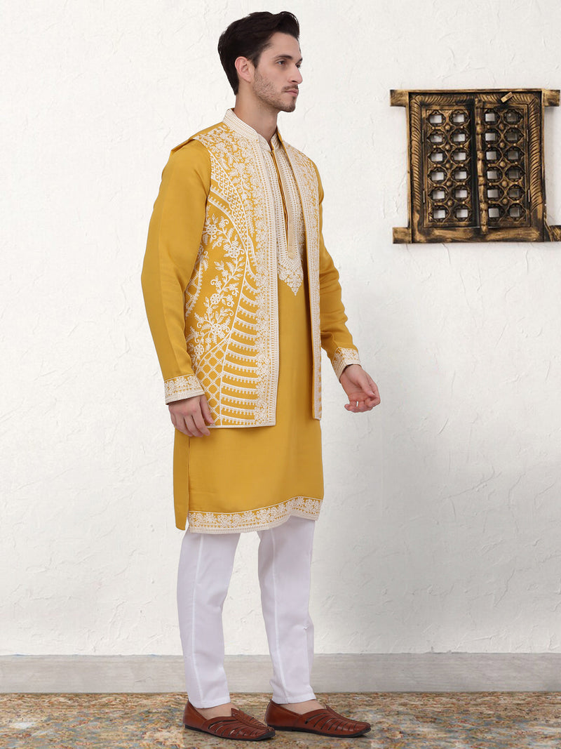 Men's Embroidered Waistcoat and Kurta Pyjama