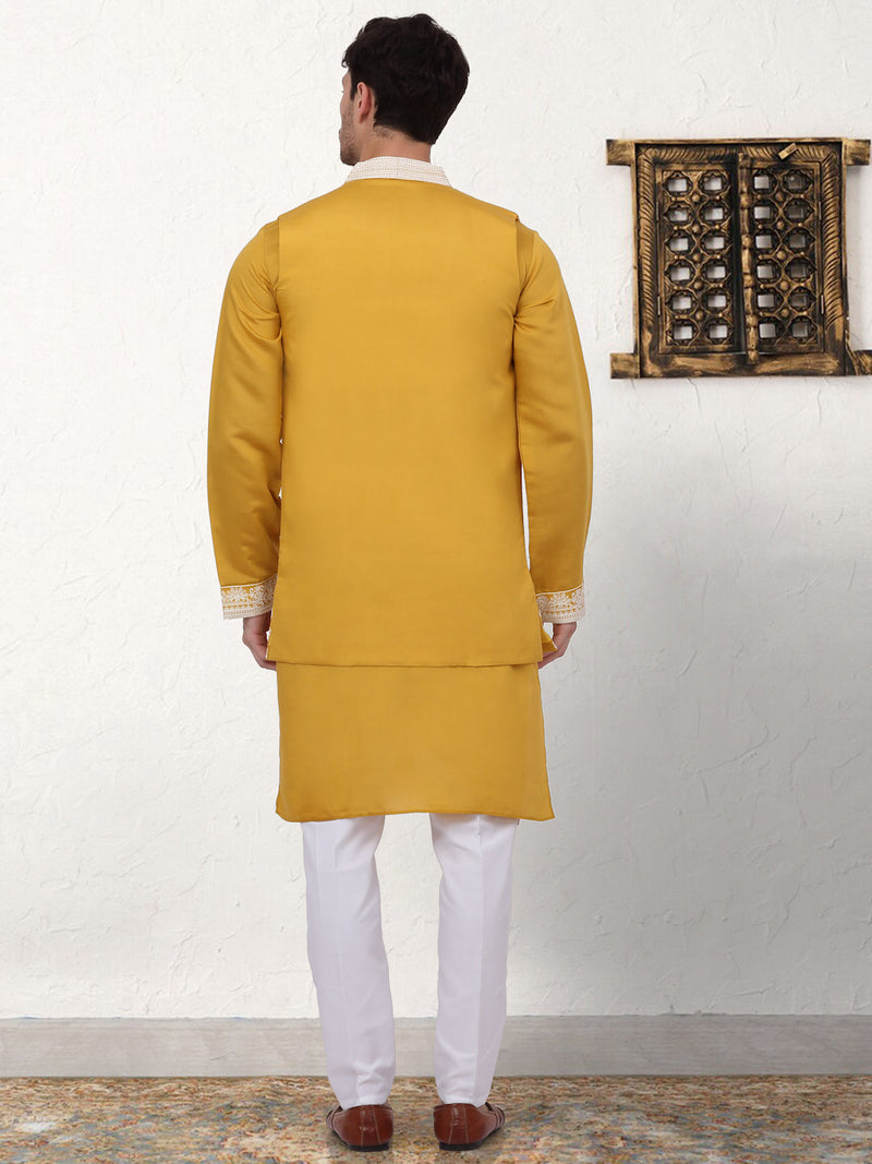 Men's Embroidered Waistcoat and Kurta Pyjama