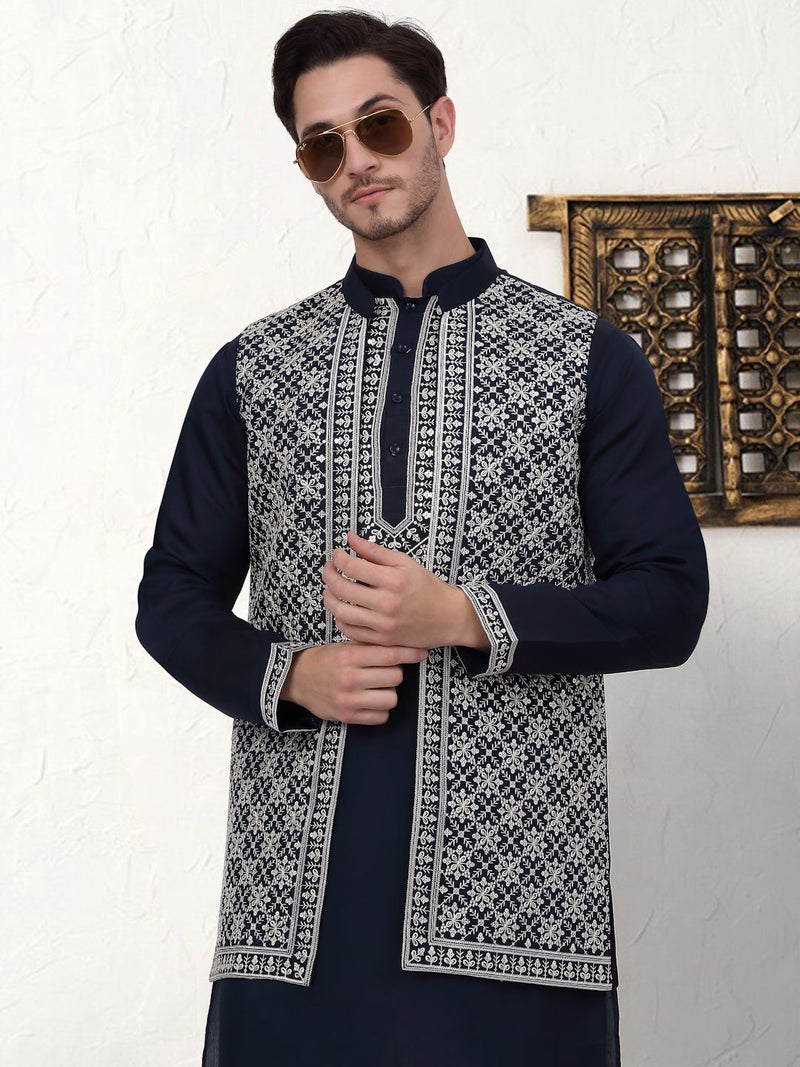 Men's Embroidered Waistcoat and Kurta Pyjama