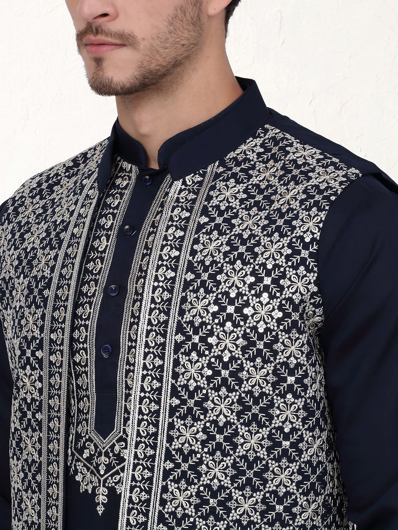 Men's Embroidered Waistcoat and Kurta Pyjama