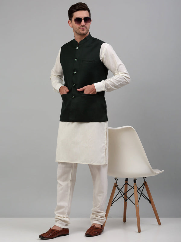 Men Nehru Jacket with White Kurta Pyjama.