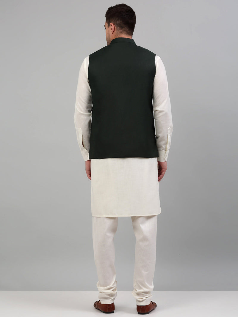 Men Nehru Jacket with White Kurta Pyjama.