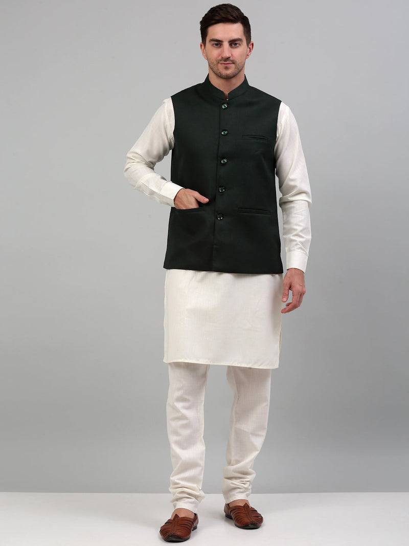 Men Nehru Jacket with White Kurta Pyjama.