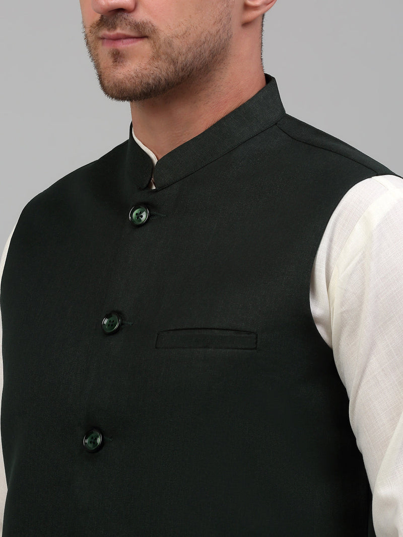 Men Nehru Jacket with White Kurta Pyjama.