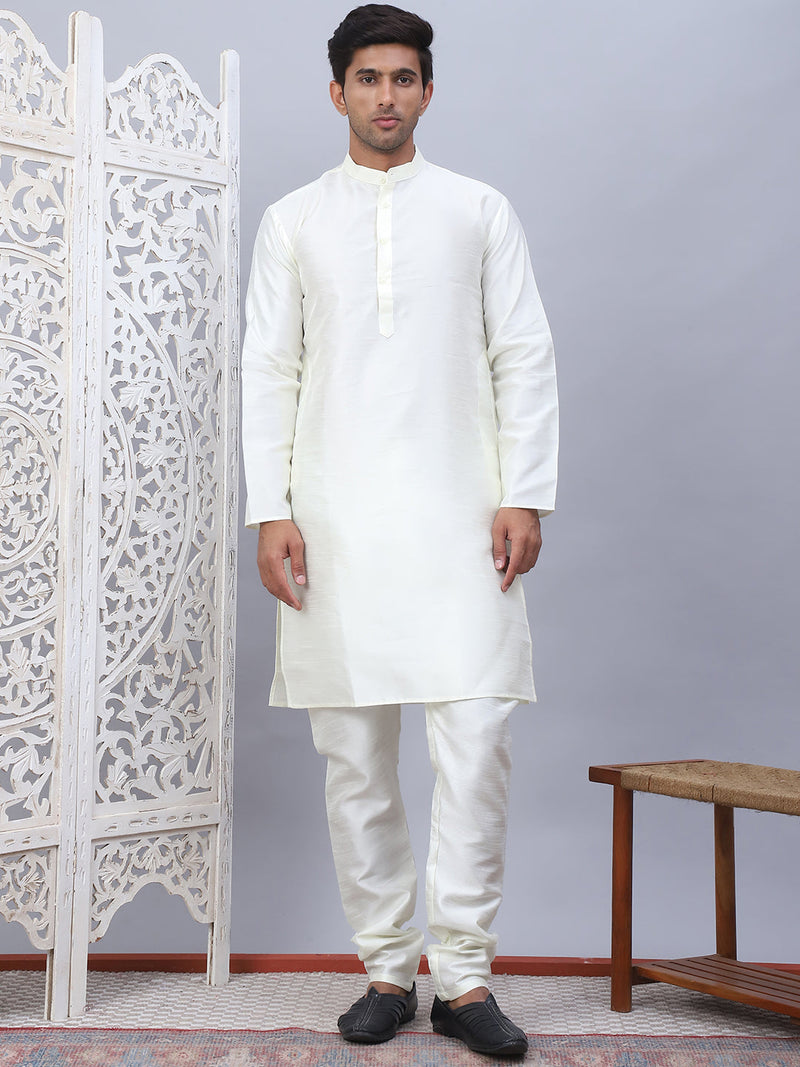 Embossed Nehru Jacket With Solid Kurta Pyjama Set