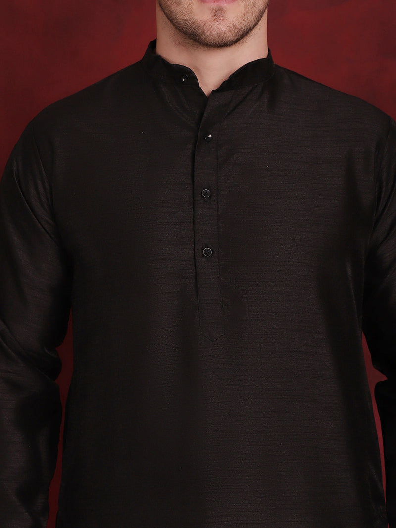 Black Floral Printed Nehru Jacket With Kurta Pyjama Set ( JOKPWC 636B 4090Black )