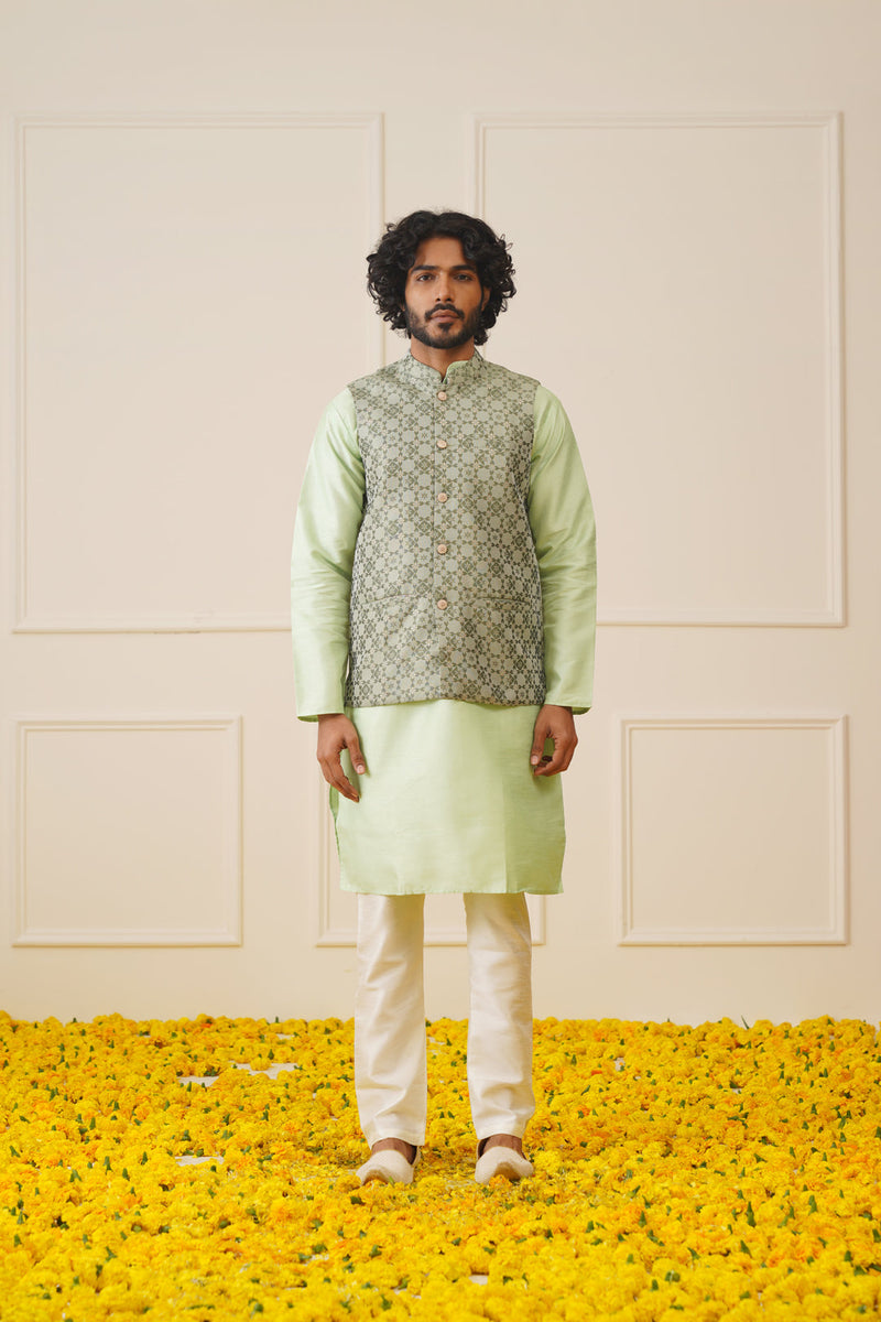 Men's Woven Design Nehru Jacket