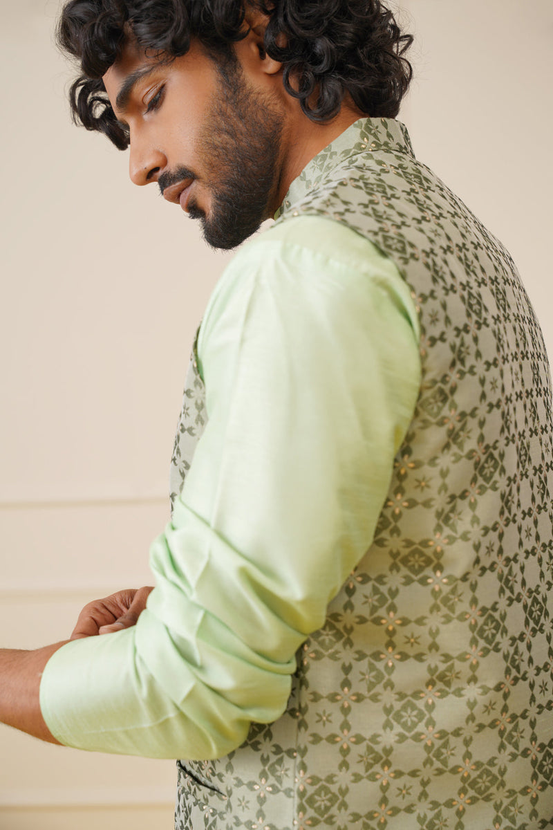 Men's Woven Design Nehru Jacket