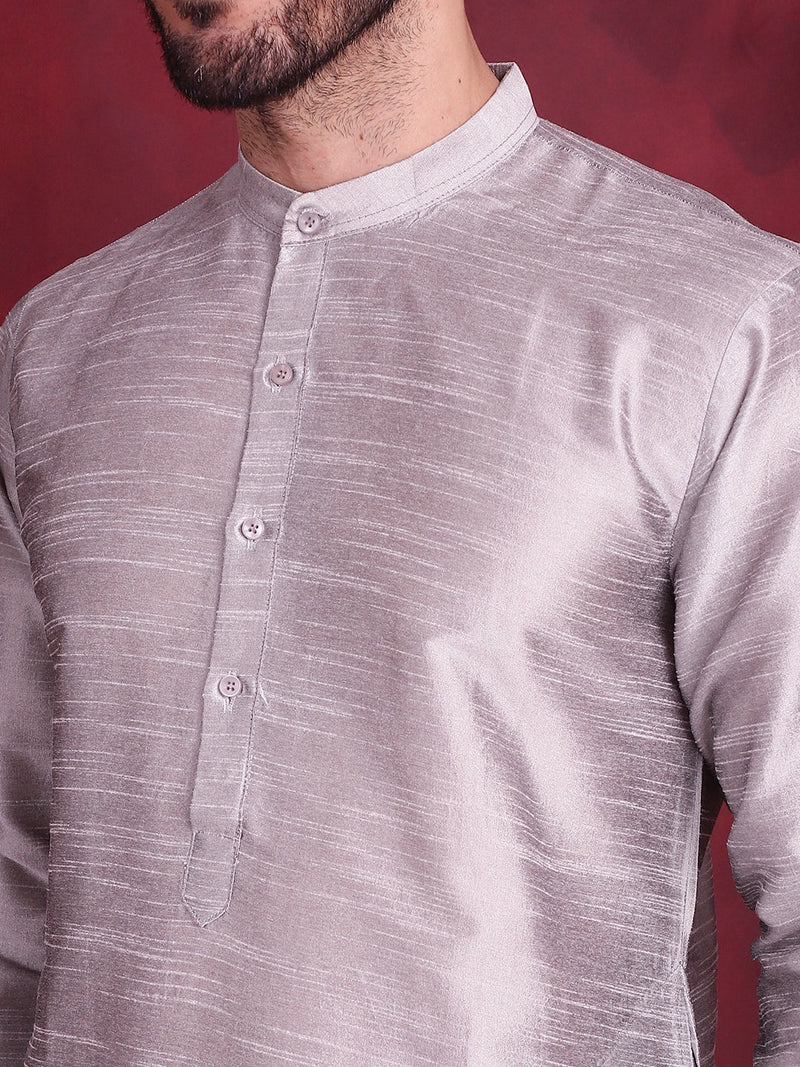 Woven Design Nehru Jacket With Kurta Pyjama Set ( JOKPWC 636S 4087 Grey )