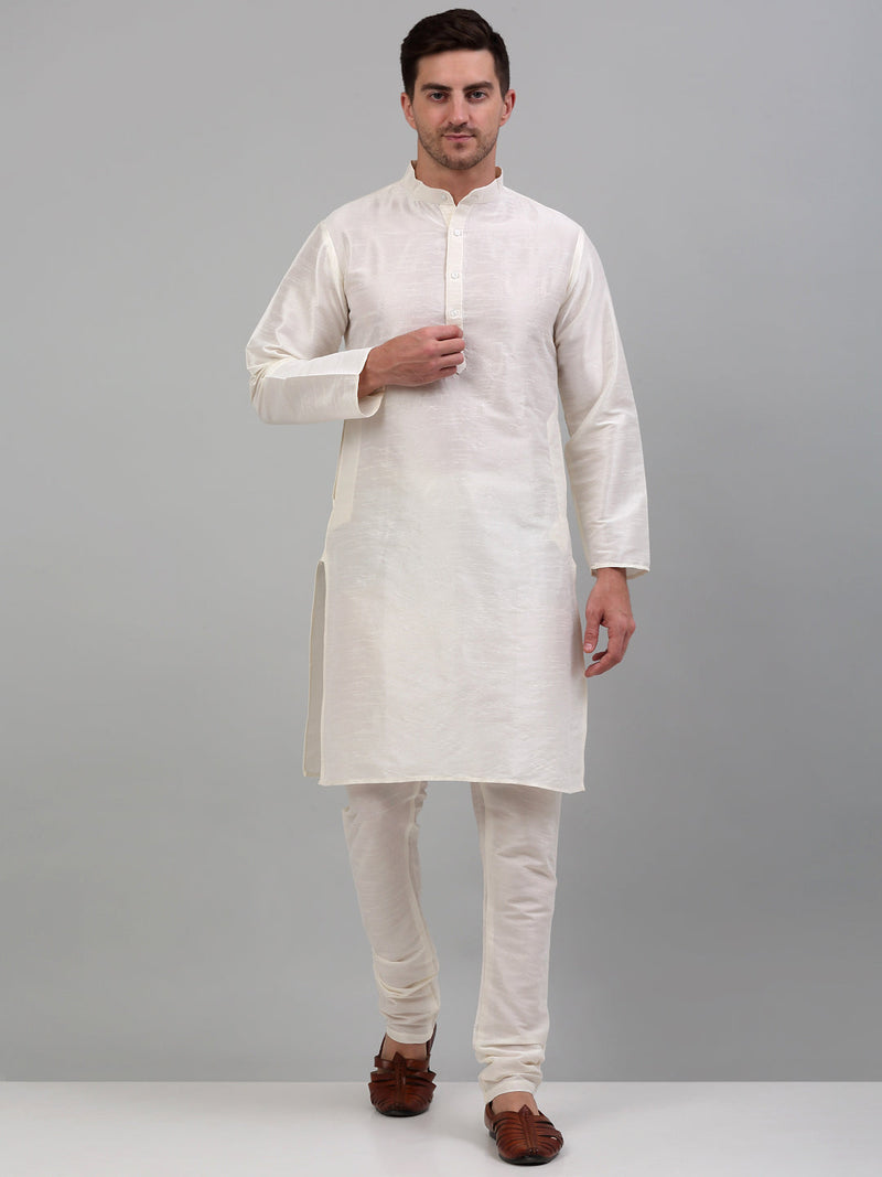 Men's Embroidered Nehru Jacket With Solid Kurta Pyjama Set.