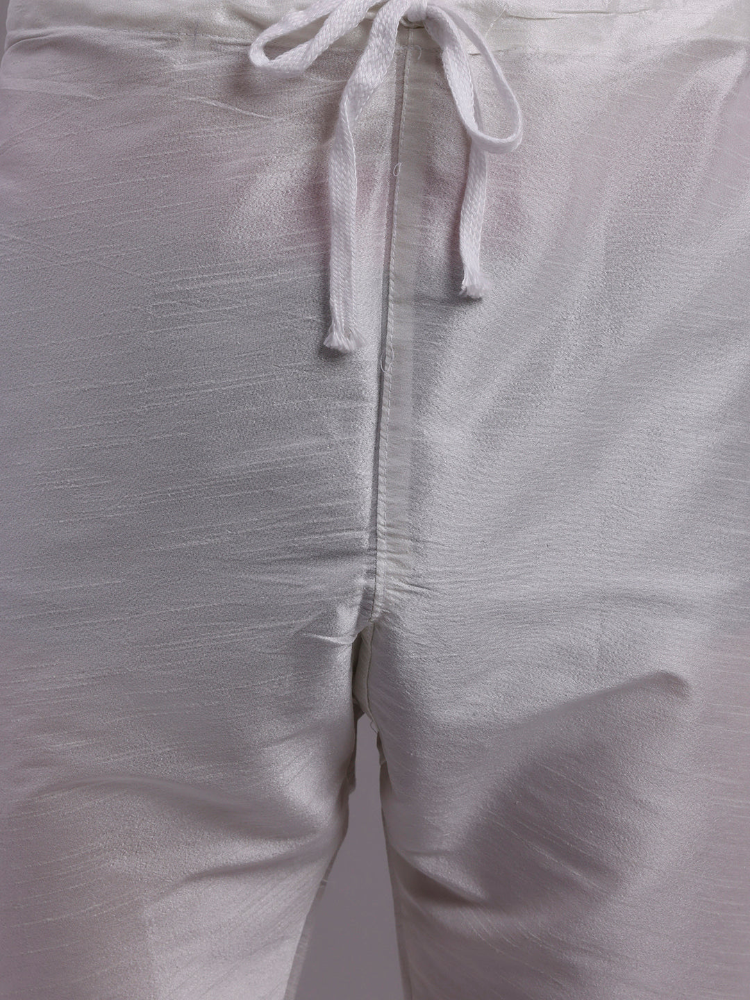 Men's Cream Woven Design Nehru Jacket With Solid Kurta Pyjama.