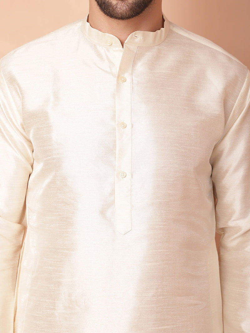 Men's Woven Design Nehru Jacket With Solid Kurta Pyjama