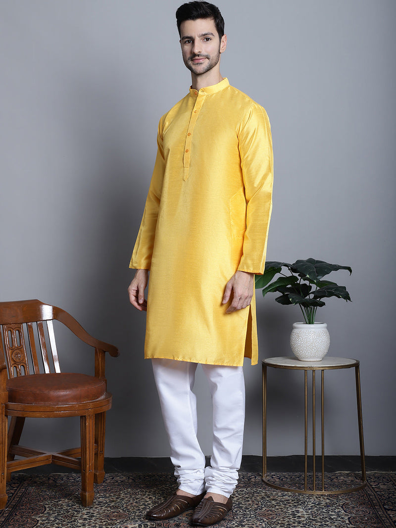 Men's Woven Design Nehru Jacket With Kurta Pyjama Set