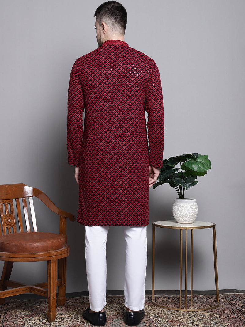 Sequin Embroidered Pure Cotton Kurta with Pyjamas