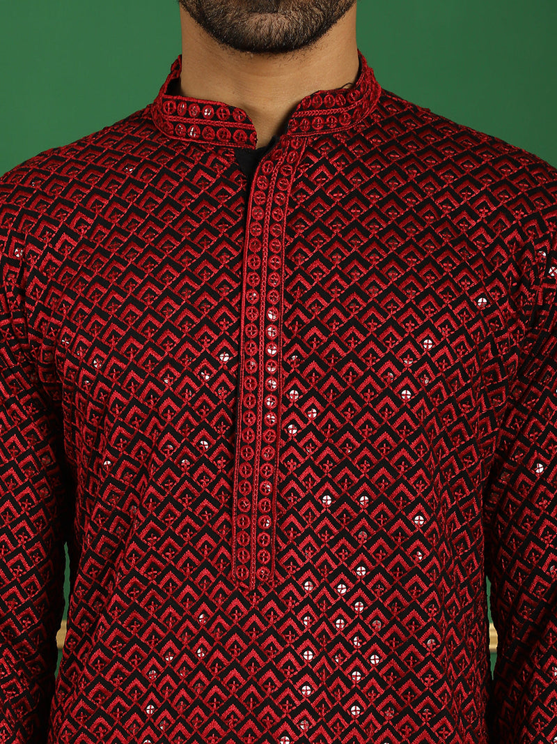 Sequin Embroidered Pure Cotton Kurta with Pyjamas