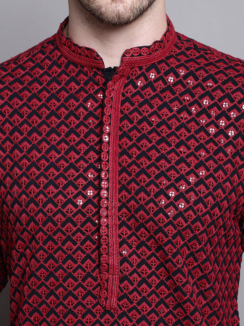 Sequin Embroidered Pure Cotton Kurta with Pyjamas