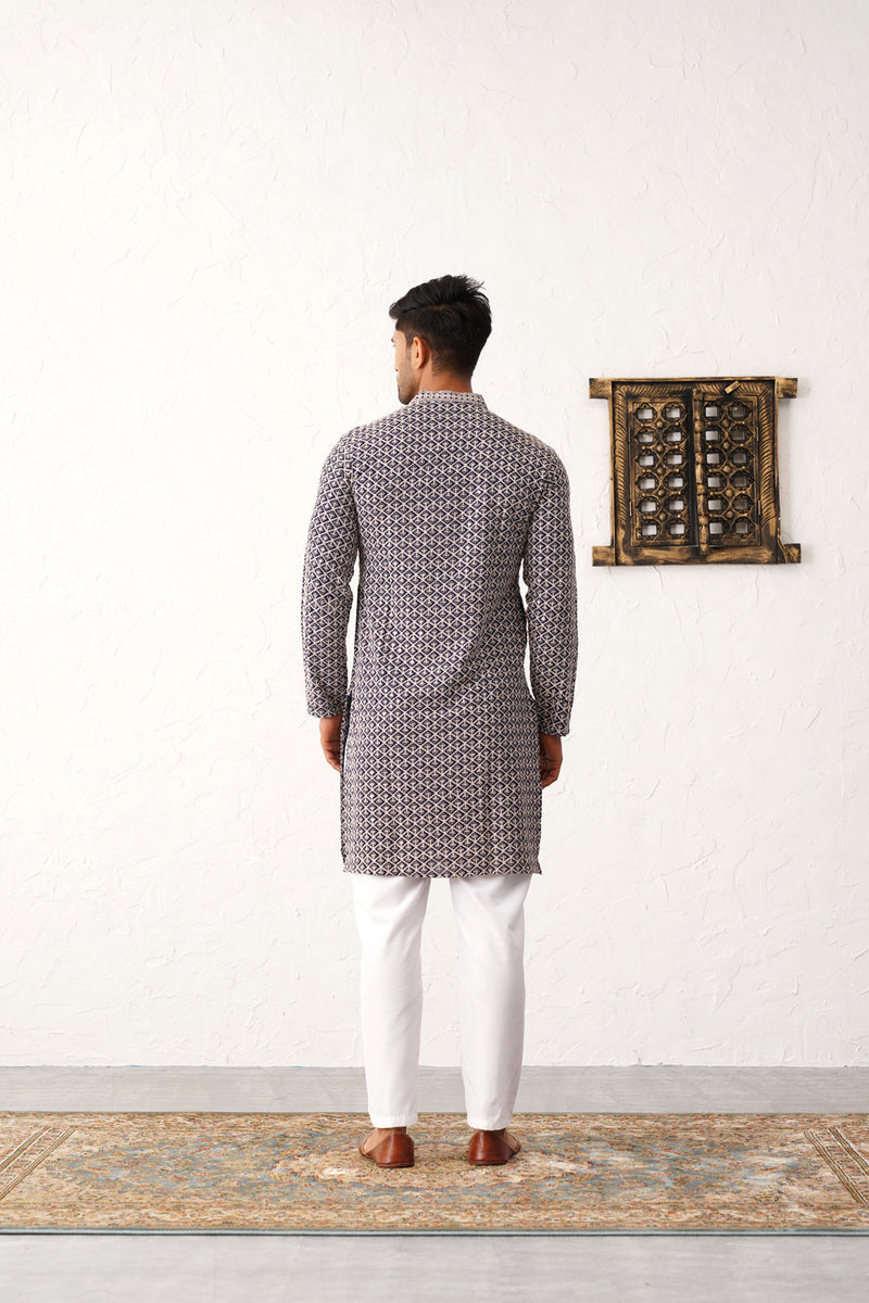 Sequin Embroidered Pure Cotton Kurta with Pyjamas