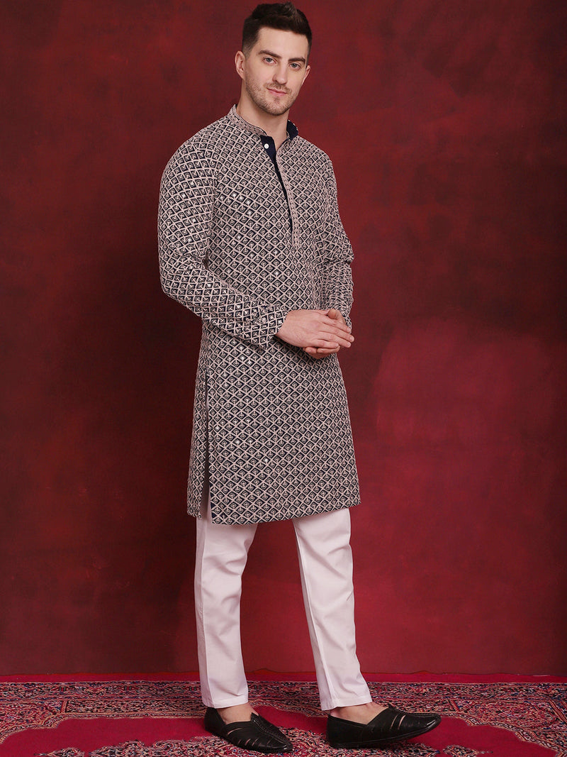 Sequin Embroidered Pure Cotton Kurta with Pyjamas