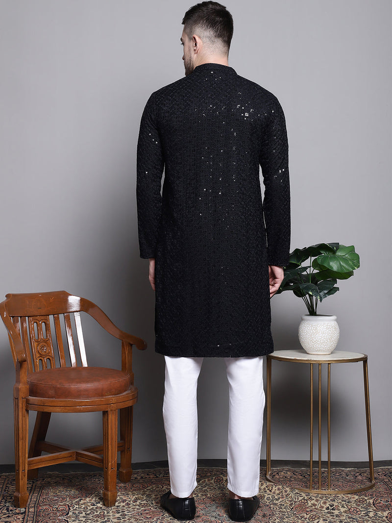 Sequin Embroidered Pure Cotton Kurta with Pyjamas