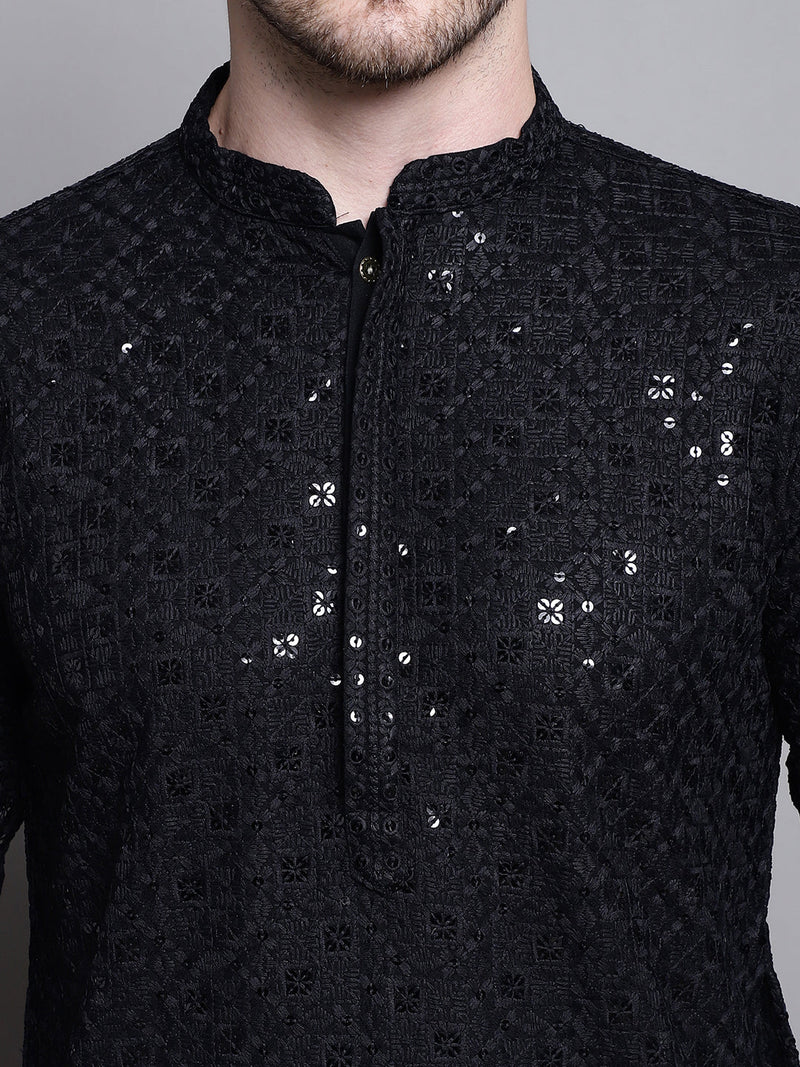 Sequin Embroidered Pure Cotton Kurta with Pyjamas