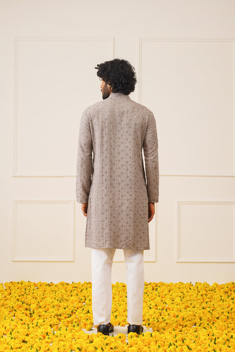 Sequin Embroidered Pure Cotton Kurta with Pyjamas