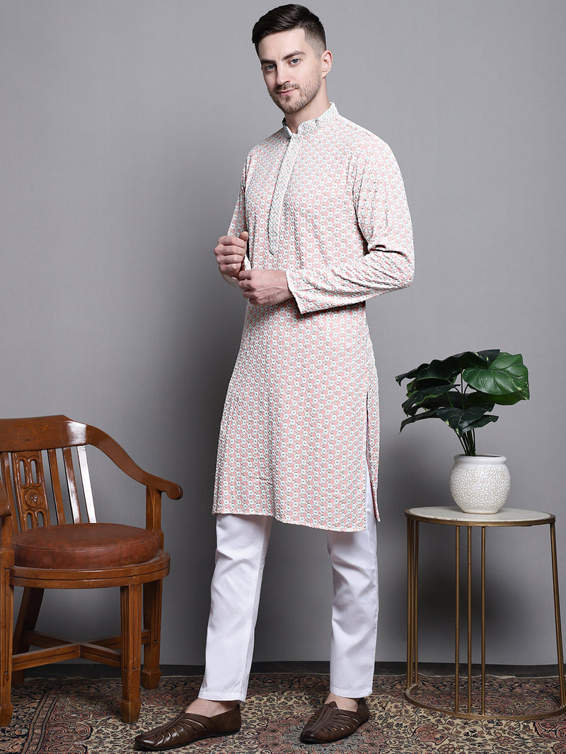 Sequin Embroidered Pure Cotton Kurta with Pyjamas