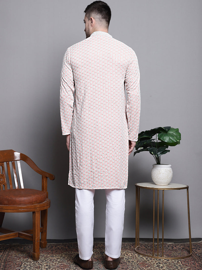 Sequin Embroidered Pure Cotton Kurta with Pyjamas