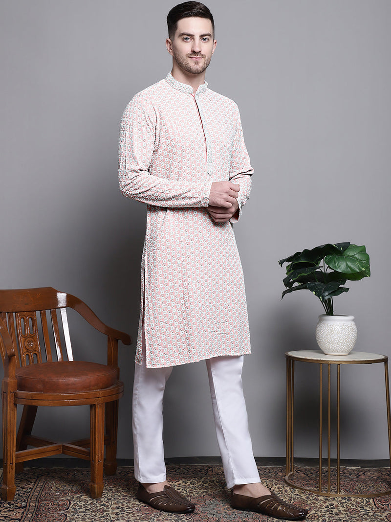 Sequin Embroidered Pure Cotton Kurta with Pyjamas