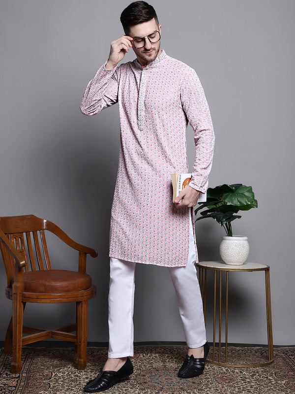 Sequin Embroidered Pure Cotton Kurta with Pyjamas