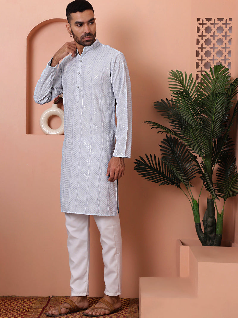 Men's Sequins Embroidered Kurta with Pyjama