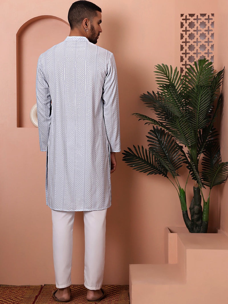 Men's Sequins Embroidered Kurta with Pyjama