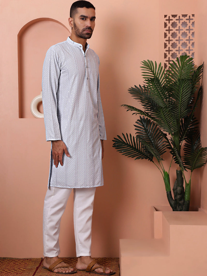 Men's Sequins Embroidered Kurta with Pyjama