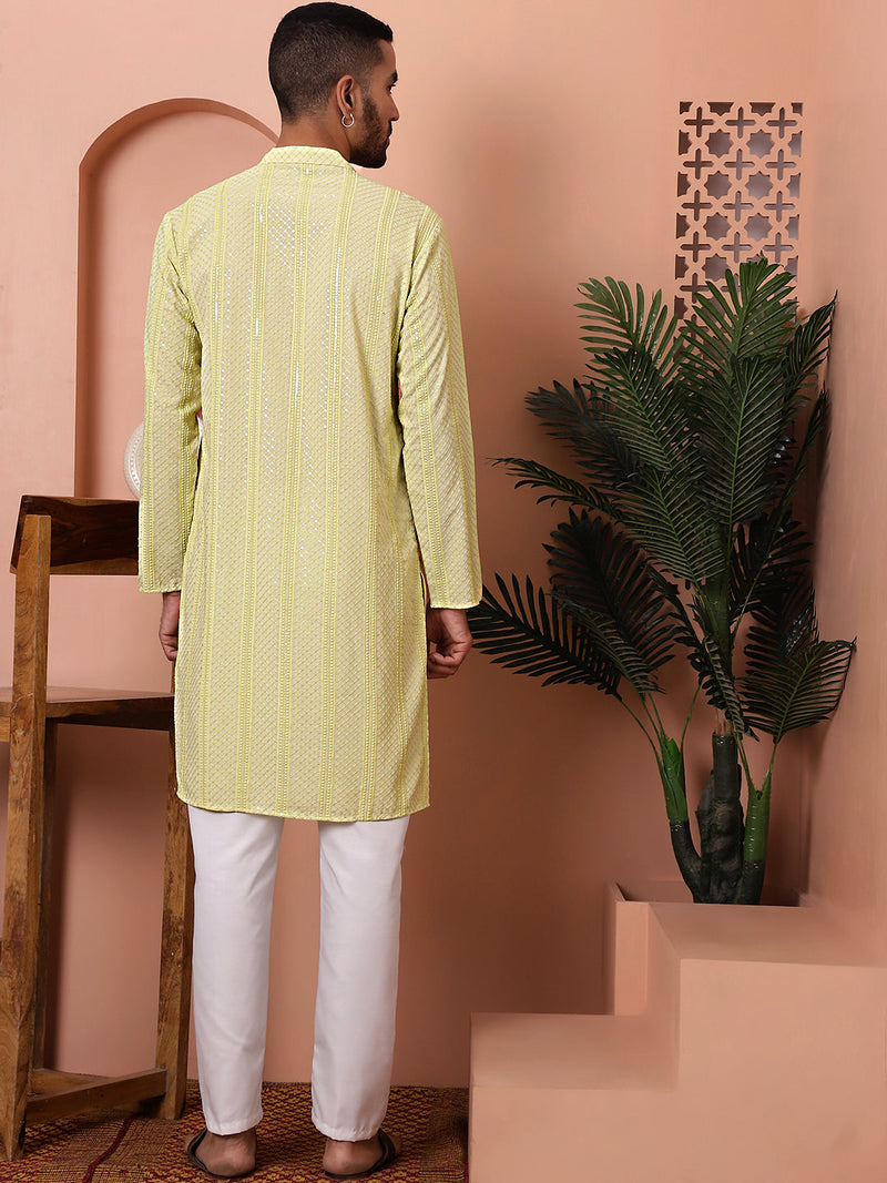 Men's Sequins Embroidered Kurta with Pyjama